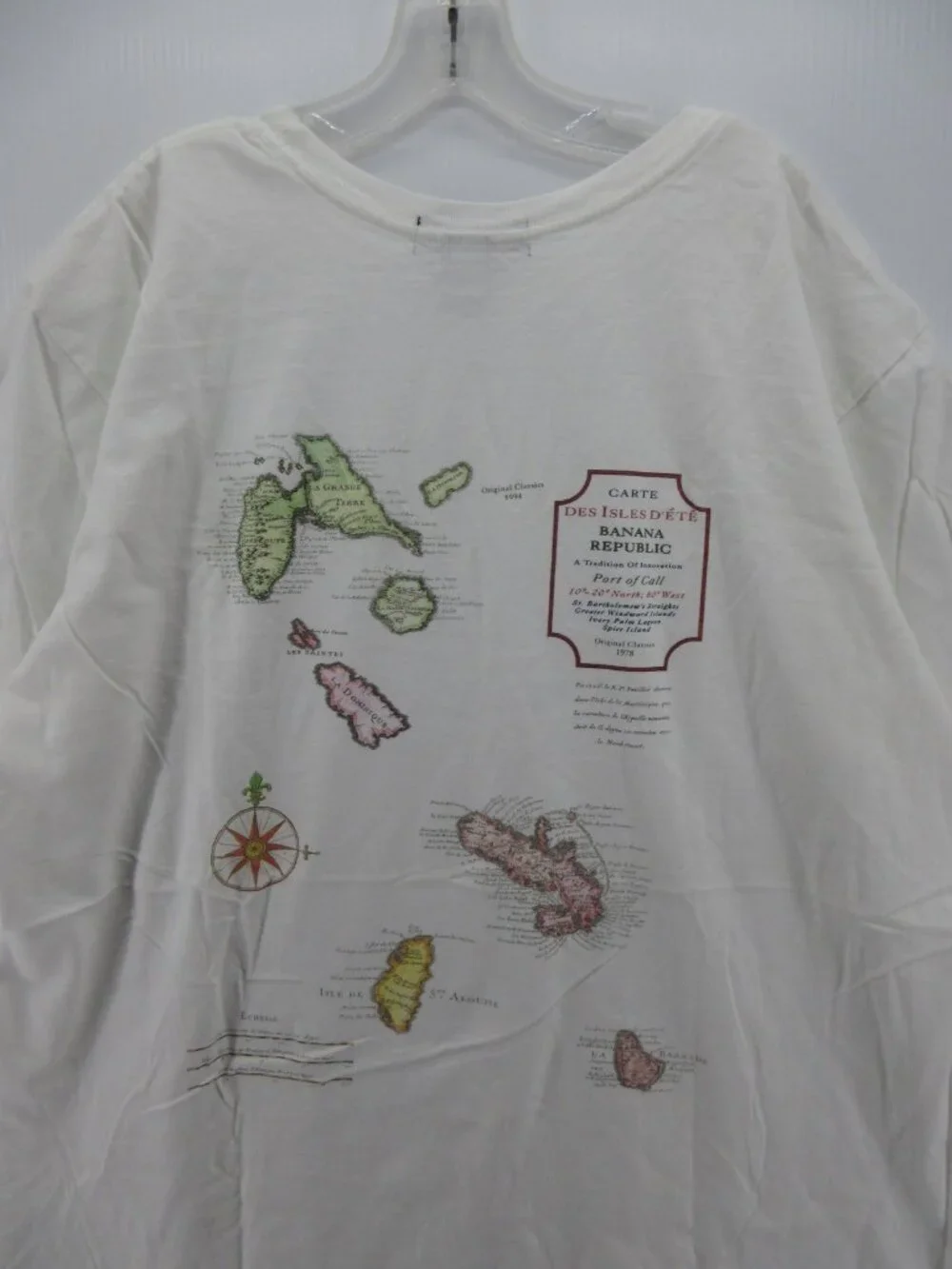 VINTAGE Banana Republic Shirt XXL Caribbean Island Map Traveler Y2K *